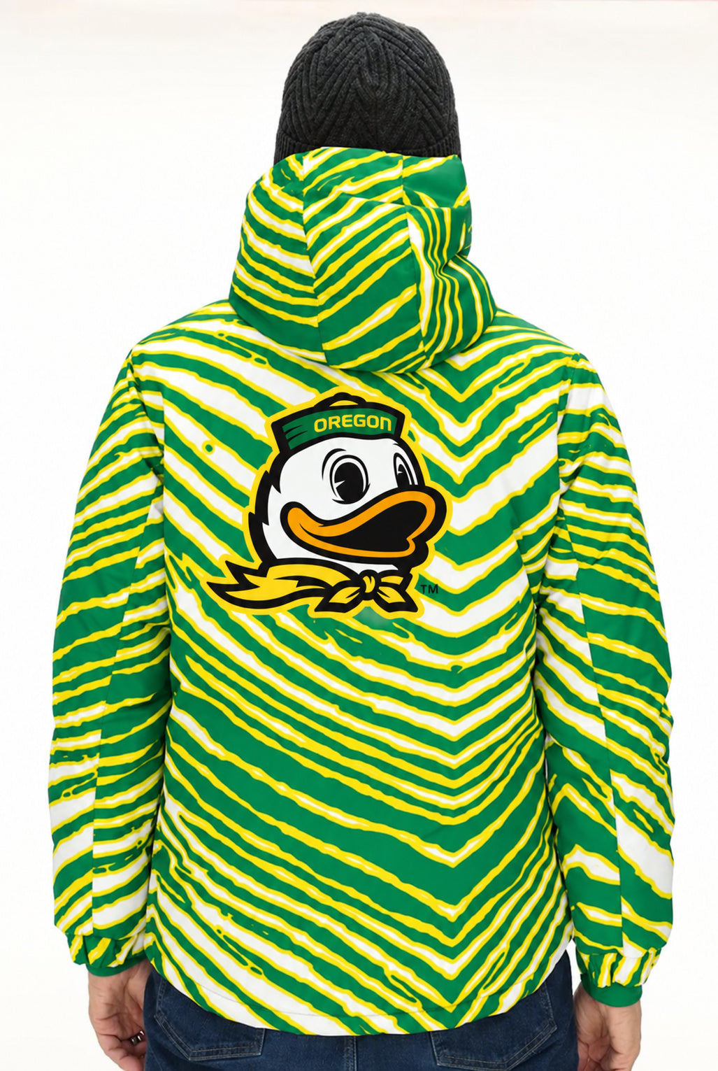 Zubaz NCAA Oregon Ducks Adult Unisex Team Color Zebra Bleacher Blazer Snow Jacket