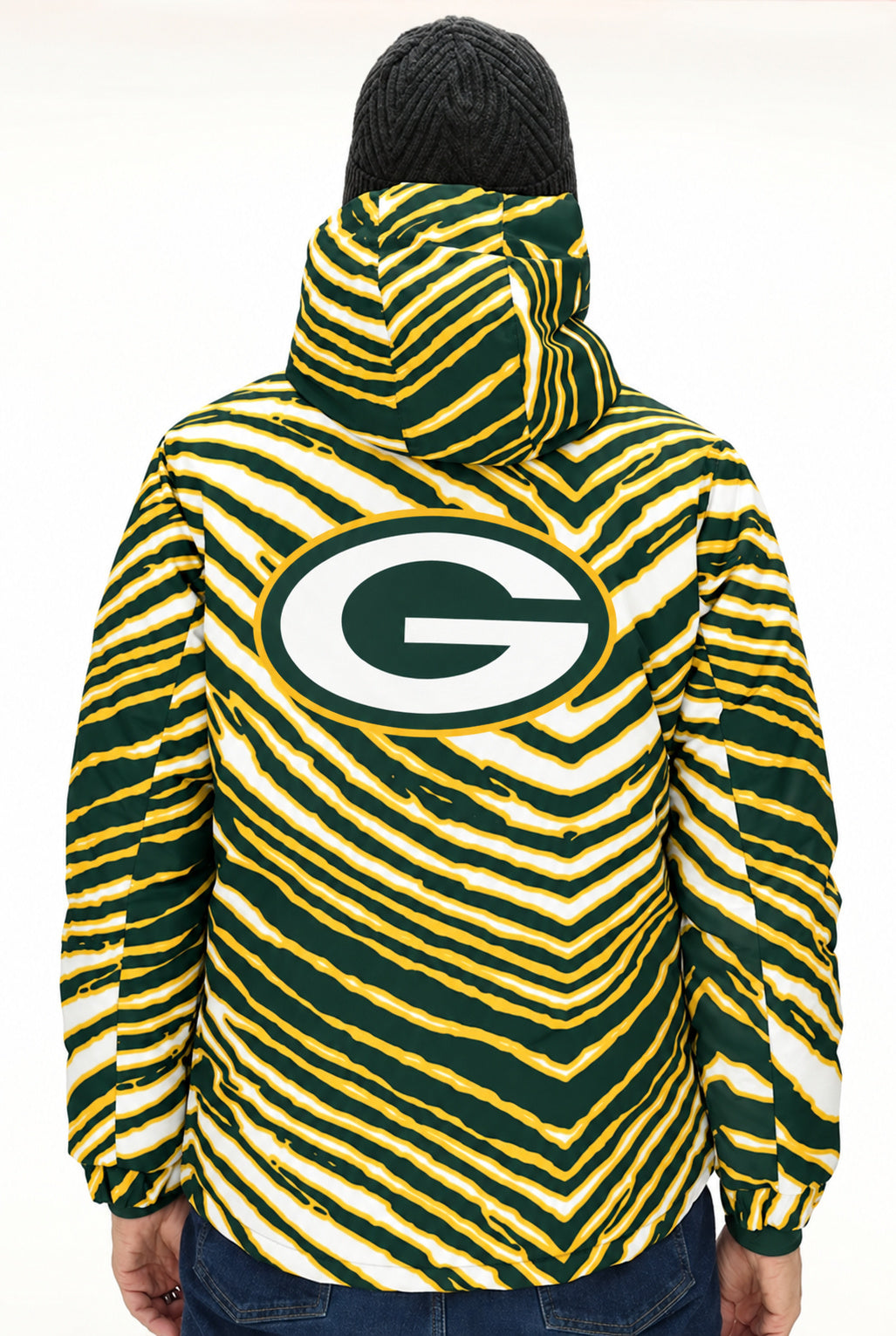 NFL クリーブランドベアーズ　ジャケット Zubaz NFL Green Bay Packers Adult Unisex Team Color Zebra Bleacher Bla