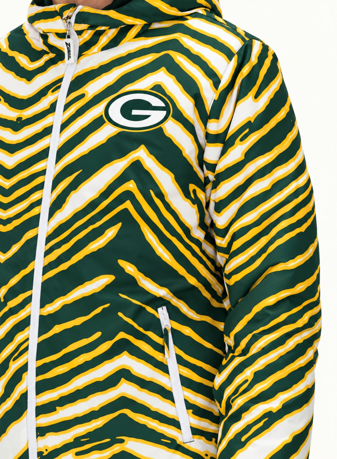 Zubaz NFL Green Bay Packers Adult Unisex Team Color Zebra Bleacher Blazer Snow Jacket