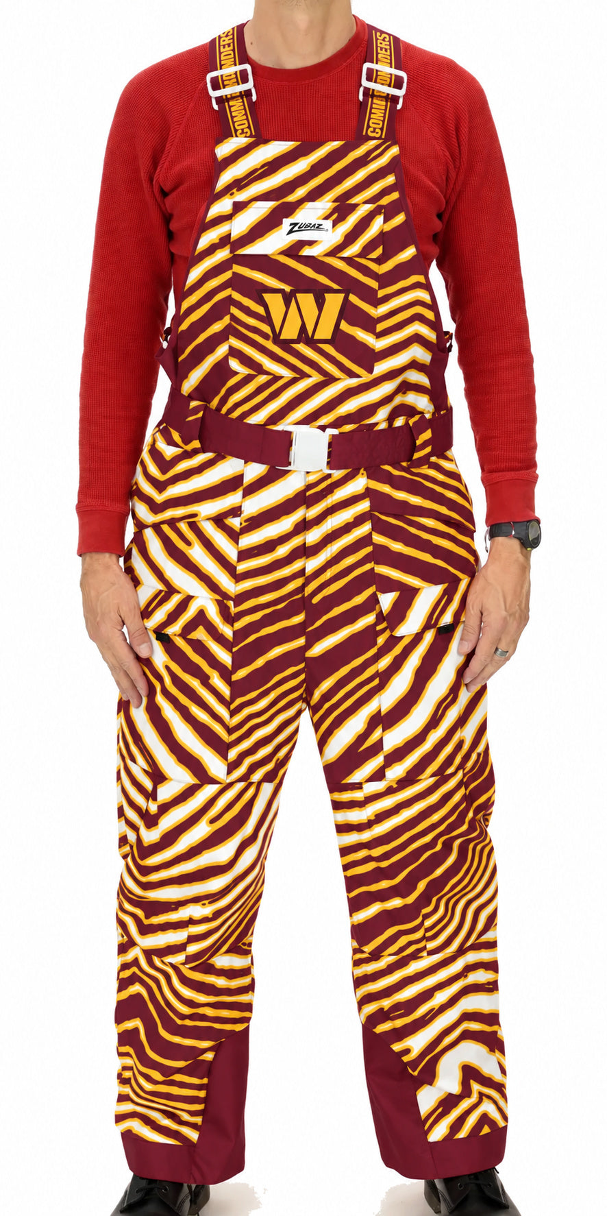 Zubaz NFL Washington Commanders Kids Unisex Team Color Zebra Blizzard Snow Bib Jr