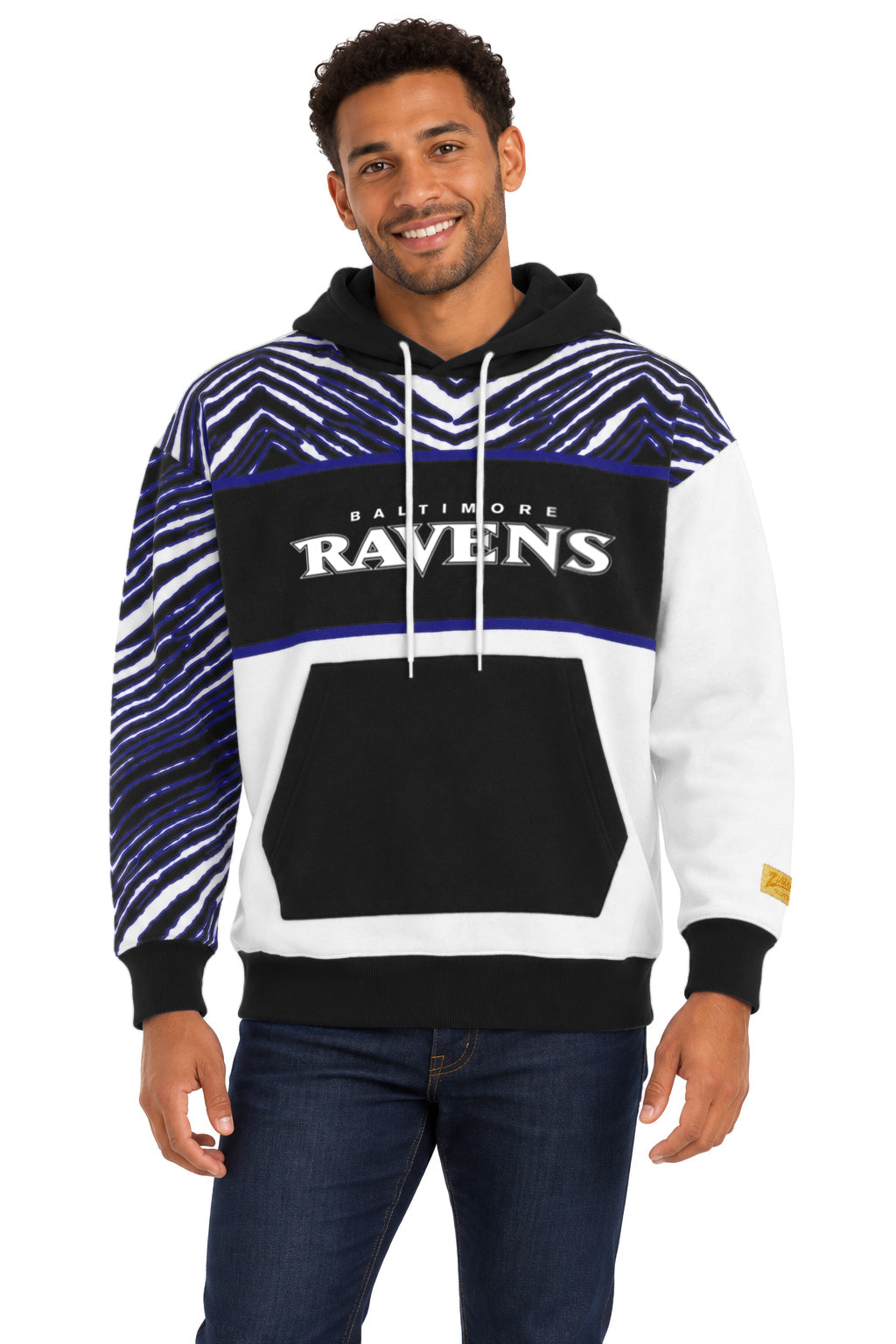 Zubaz NFL Men's & Women's 90s Strong Arm Hoodie, Baltimore Ravens