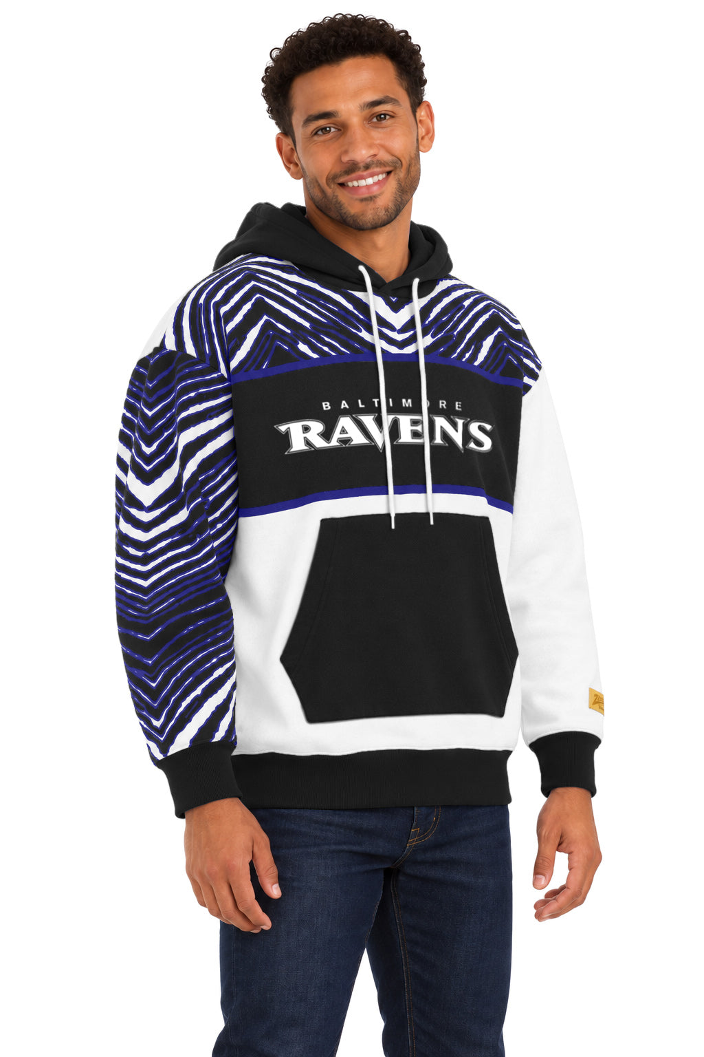 Zubaz NFL Men's & Women's 90s Strong Arm Hoodie, Baltimore Ravens