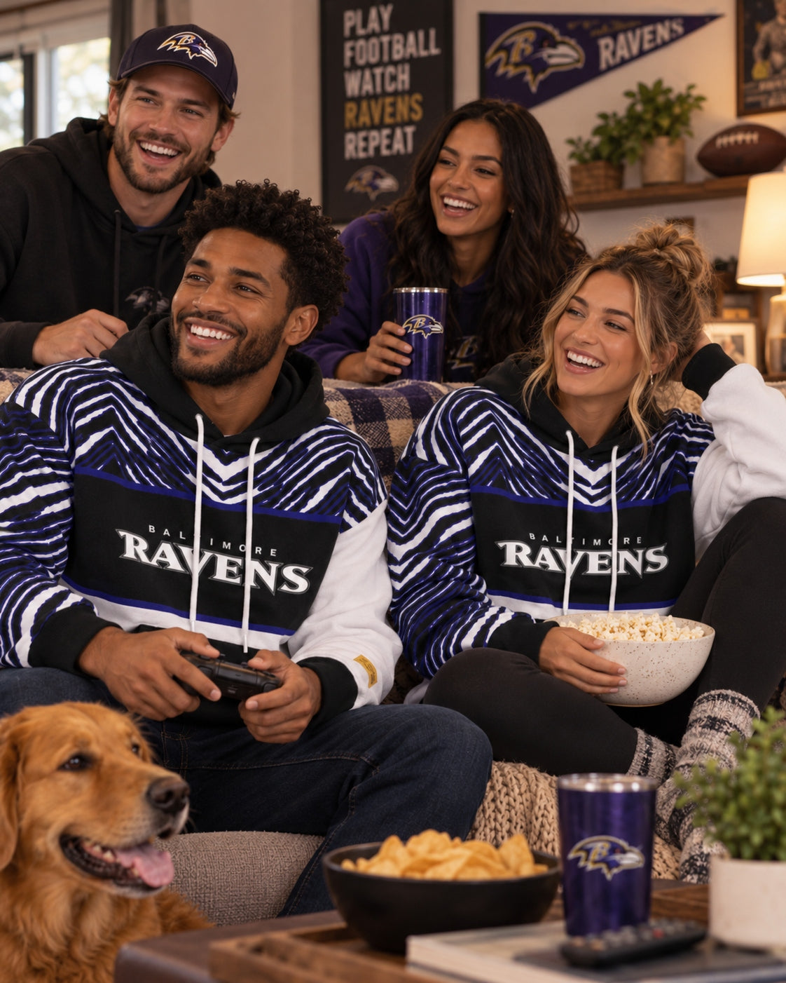 Zubaz NFL Men's & Women's 90s Strong Arm Hoodie, Baltimore Ravens