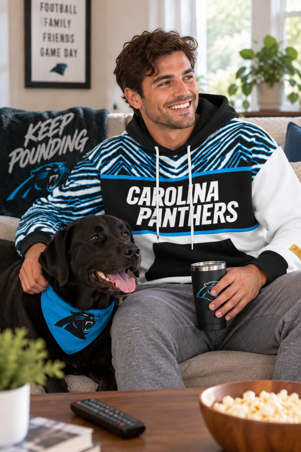 Zubaz NFL Men's & Women's 90s Strong Arm Hoodie, Carolina Panthers