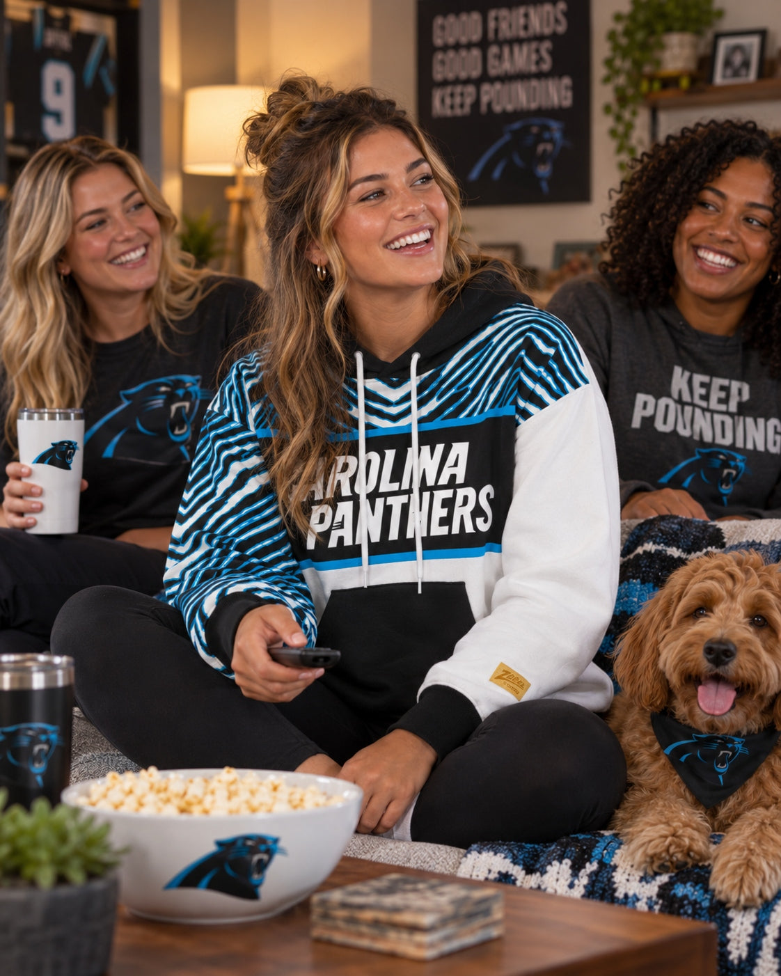 Zubaz NFL Men's & Women's 90s Strong Arm Hoodie, Carolina Panthers