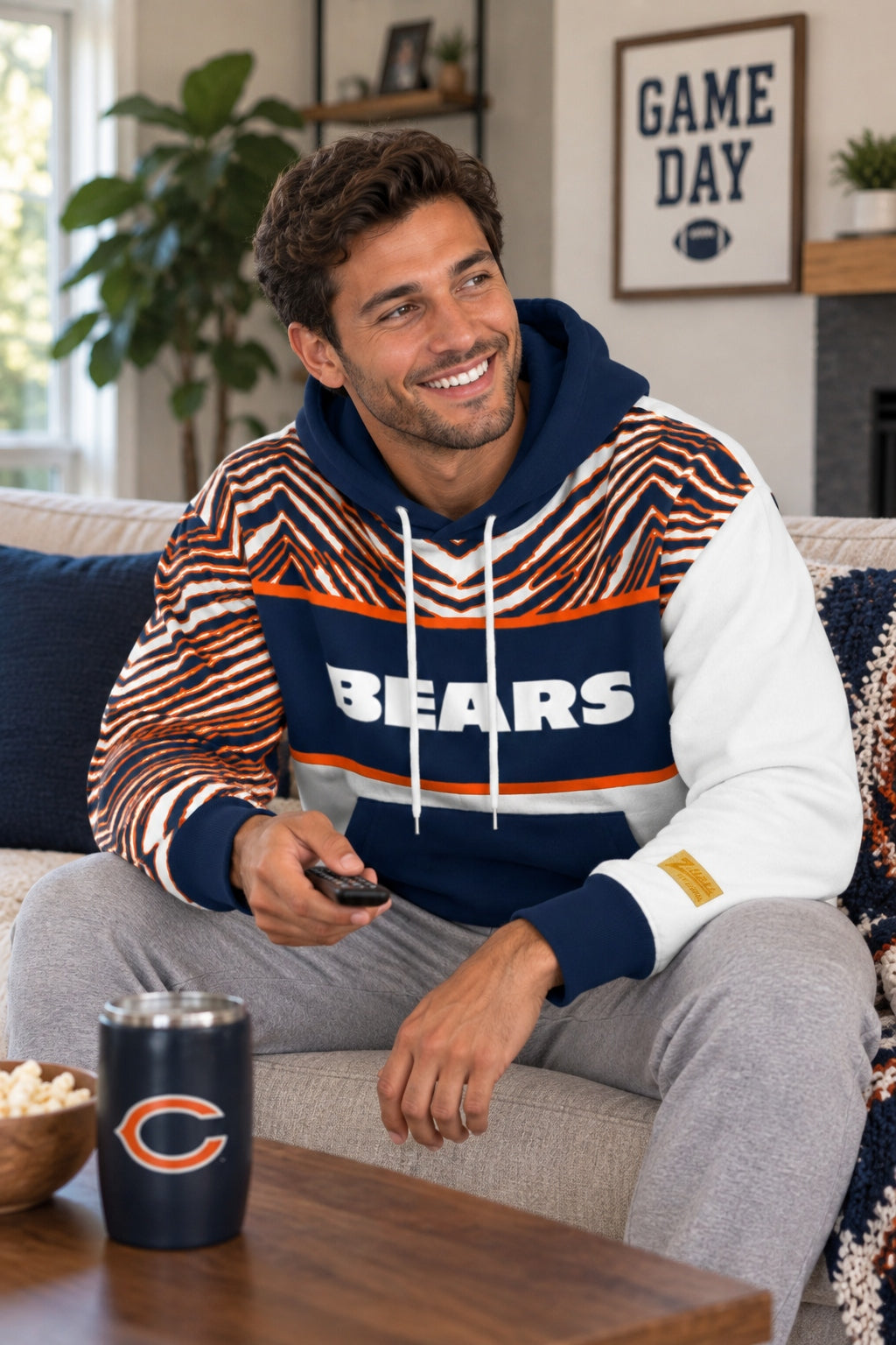 Zubaz NFL Men's & Women's 90s Strong Arm Hoodie, Chicago Bears