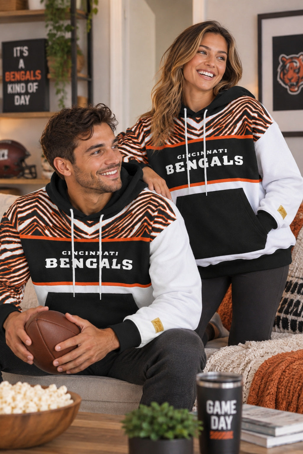 Zubaz NFL Men's & Women's 90s Strong Arm Hoodie, Cincinnati Bengals