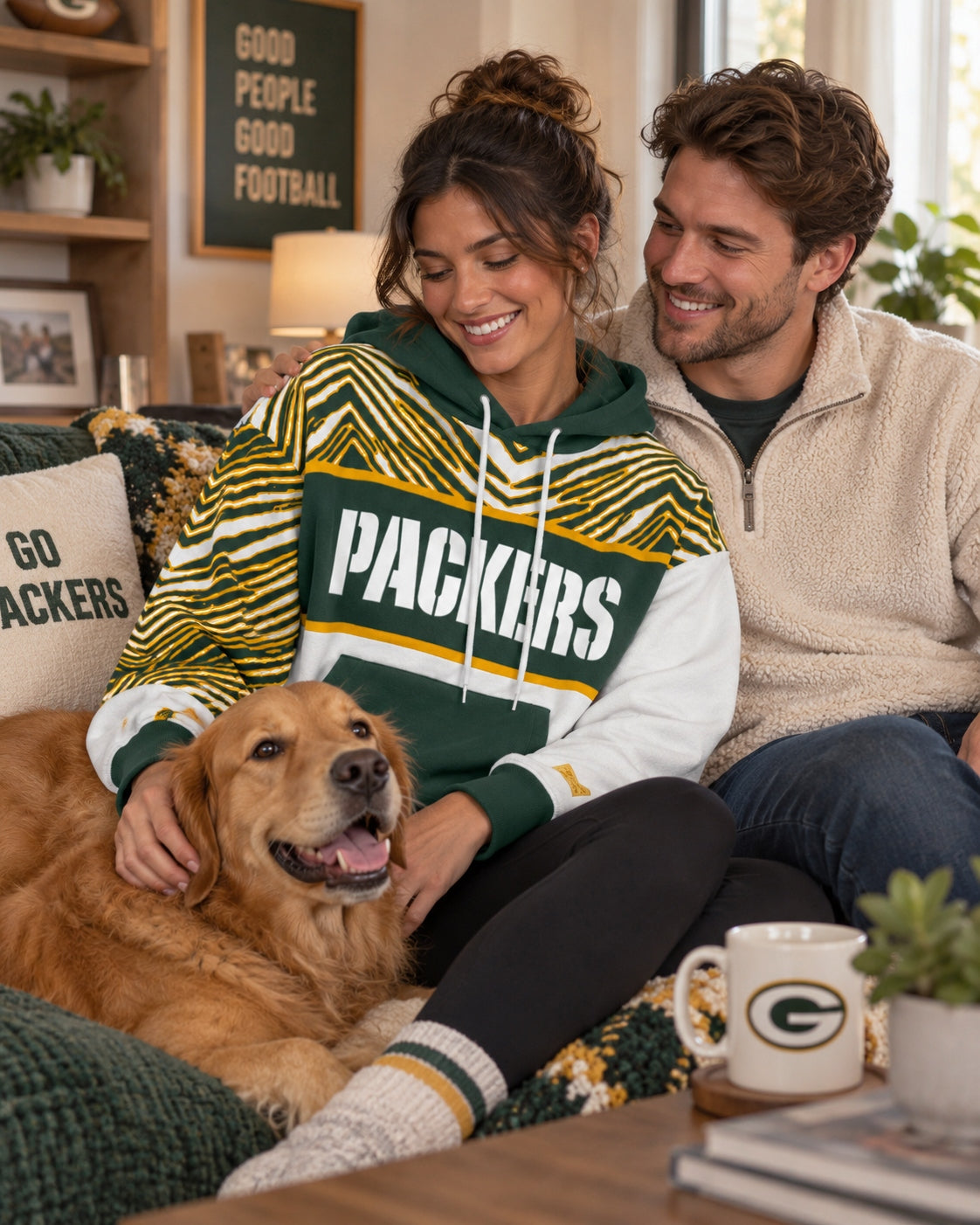 Zubaz NFL Men's & Women's 90s Strong Arm Hoodie, Green Bay Packers