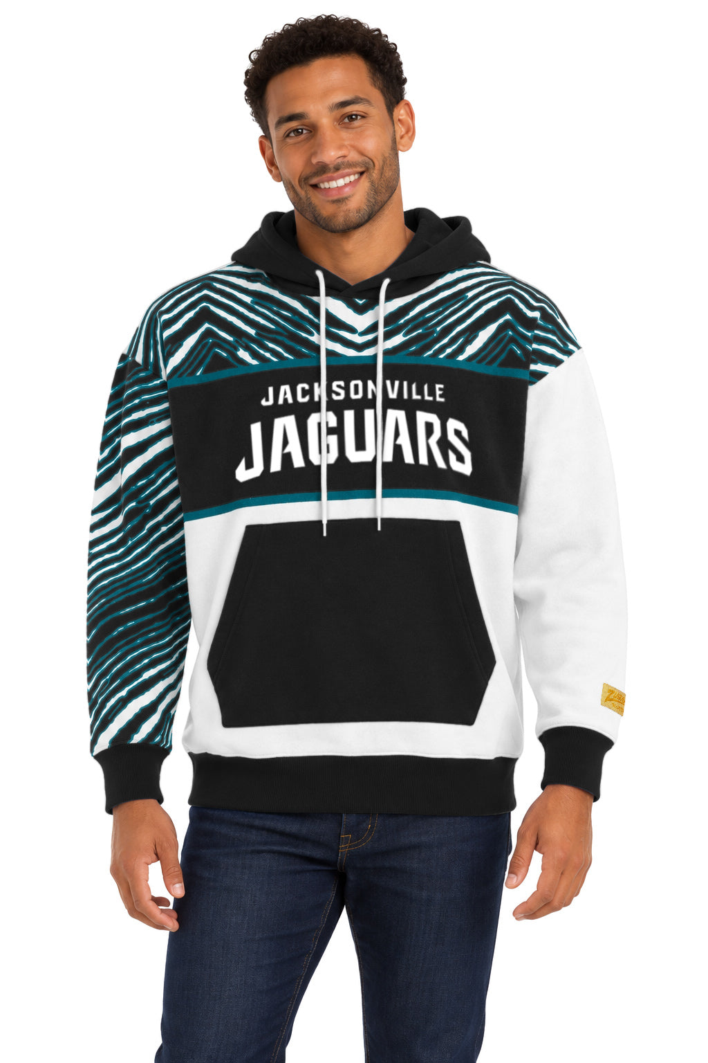 Zubaz NFL Jacksonville Jaguars Unisex 90s Vintage Strong Arm Hoodie