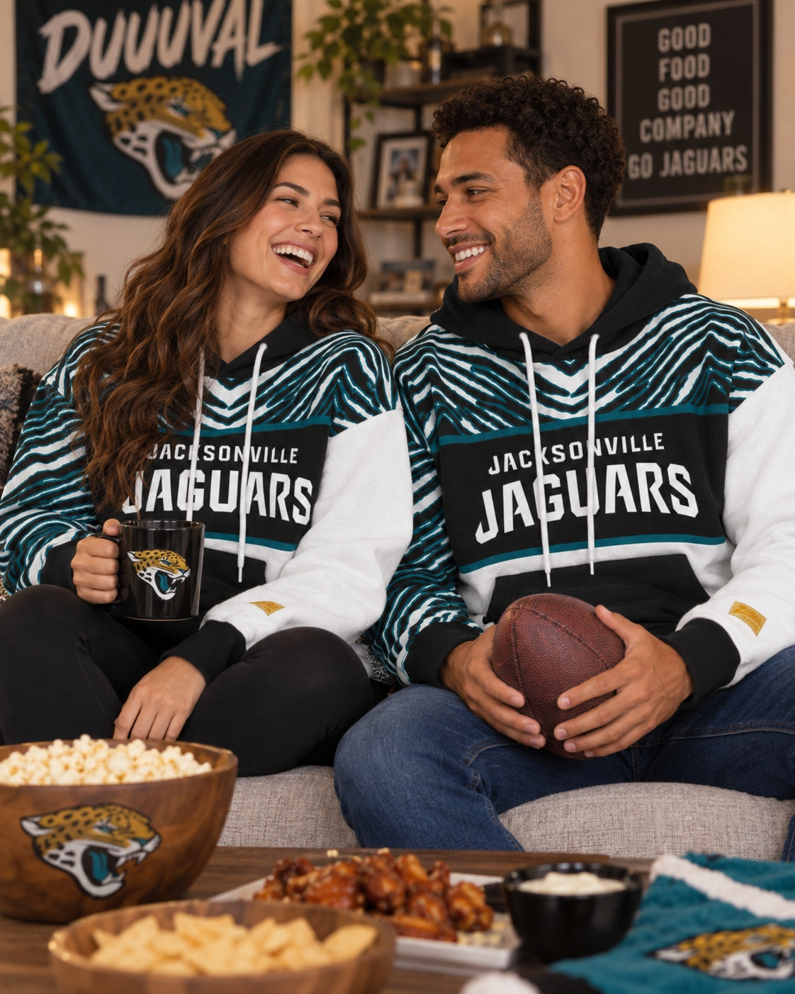 Zubaz NFL Jacksonville Jaguars Unisex 90s Vintage Strong Arm Hoodie