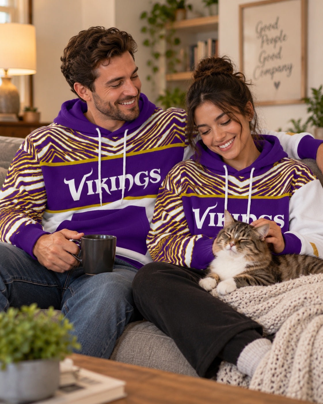 Zubaz NFL Men's & Women's 90s Strong Arm Hoodie, Minnesota Vikings