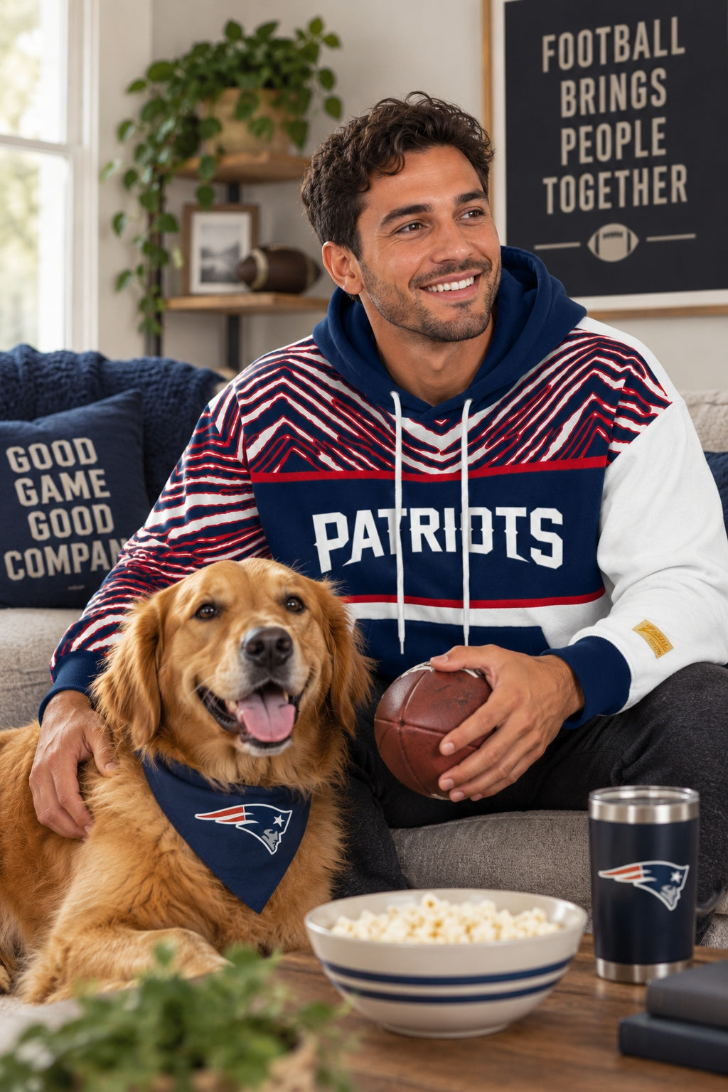 Zubaz NFL New England Patriots Unisex 90s Vintage Strong Arm Hoodie