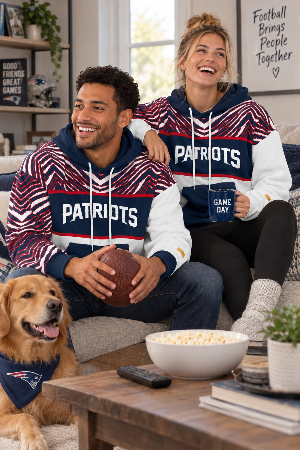 Zubaz NFL New England Patriots Unisex 90s Vintage Strong Arm Hoodie
