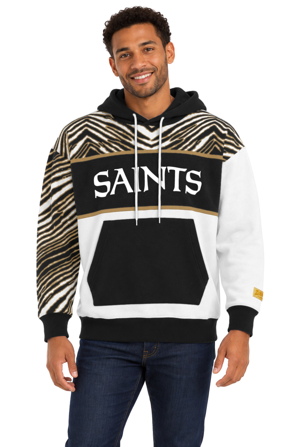 Zubaz NFL New Orleans Saints Unisex 90s Vintage Strong Arm Hoodie