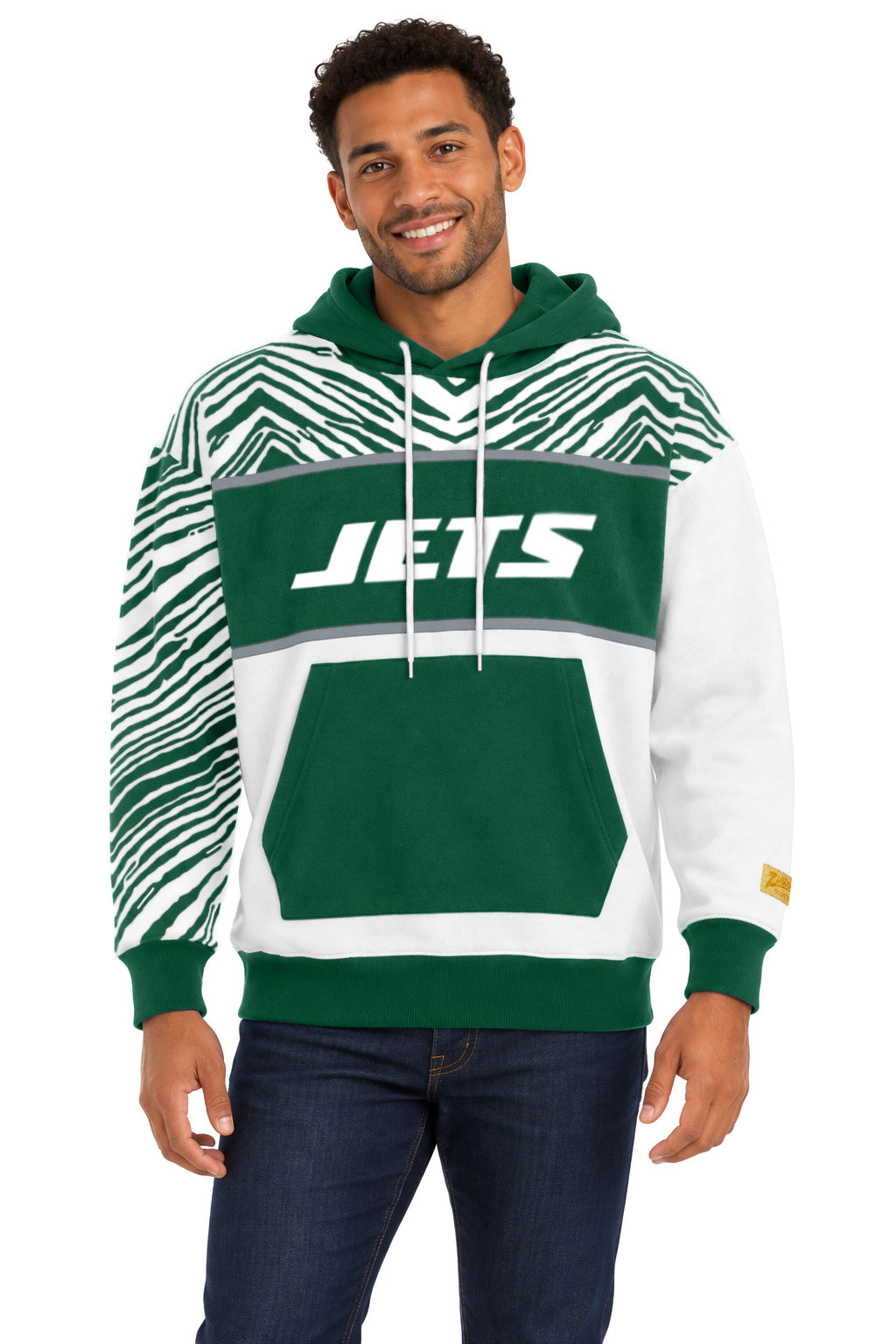 Zubaz NFL New York Jets Unisex 90s Vintage Strong Arm Hoodie