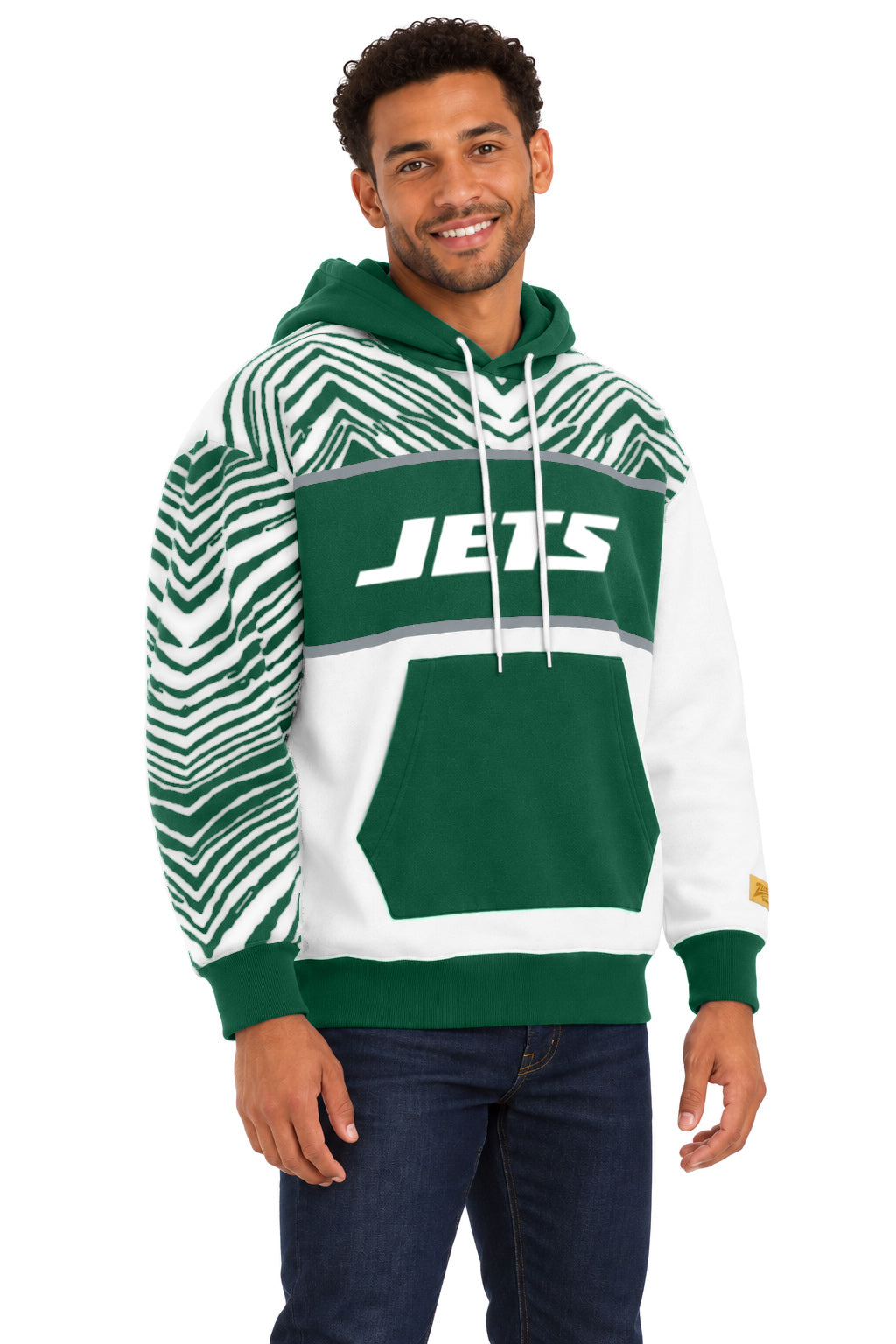 Zubaz NFL New York Jets Unisex 90s Vintage Strong Arm Hoodie