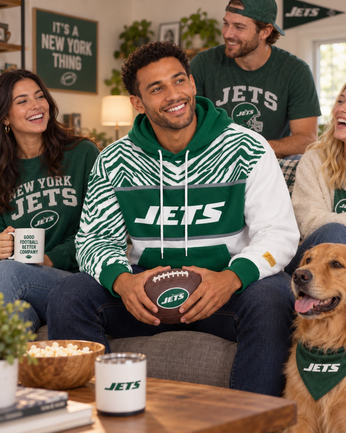Zubaz NFL New York Jets Unisex 90s Vintage Strong Arm Hoodie