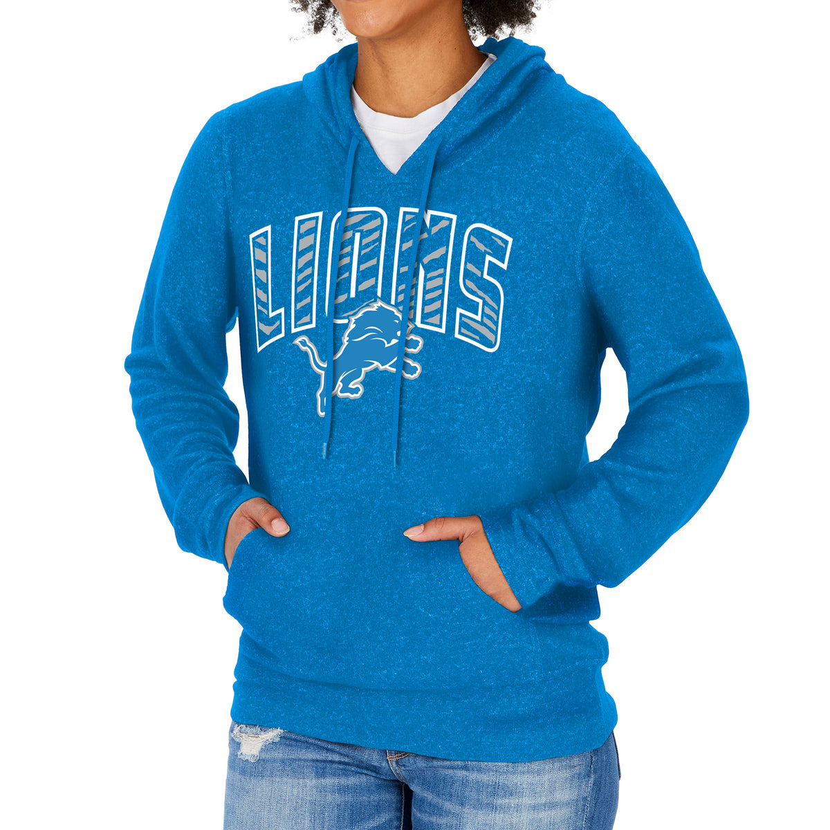 Zubaz NFL Detroit Lions Women's Marled Zebra Graphic Soft Hoodie