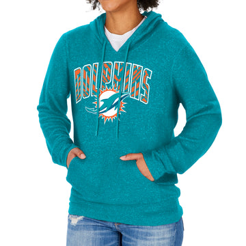 Zubaz NFL Miami Dolphins Women's Marled Zebra Graphic Soft Hoodie