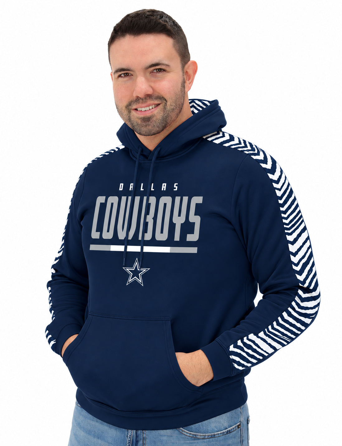 Zubaz NFL Dallas Cowboys Men's 2 Color Zebra Sleeve-Panel Linebacker H