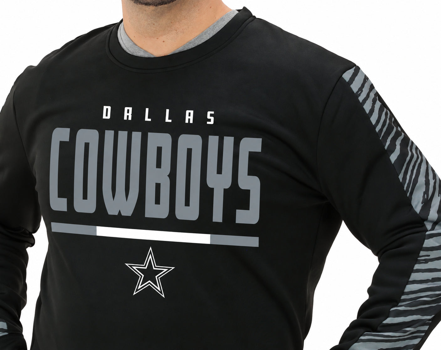 Zubaz NFL Dallas Cowboys Men's 2 Color Zebra Long-Sleeve Panel Linebac
