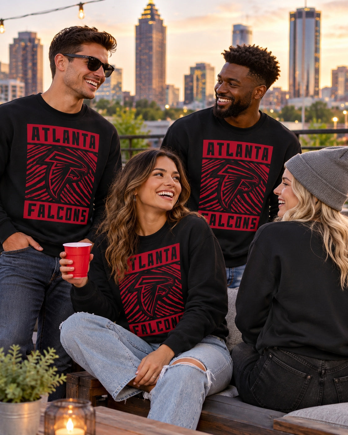 Zubaz NFL Atlanta Falcons Men's Gridiron Crewneck