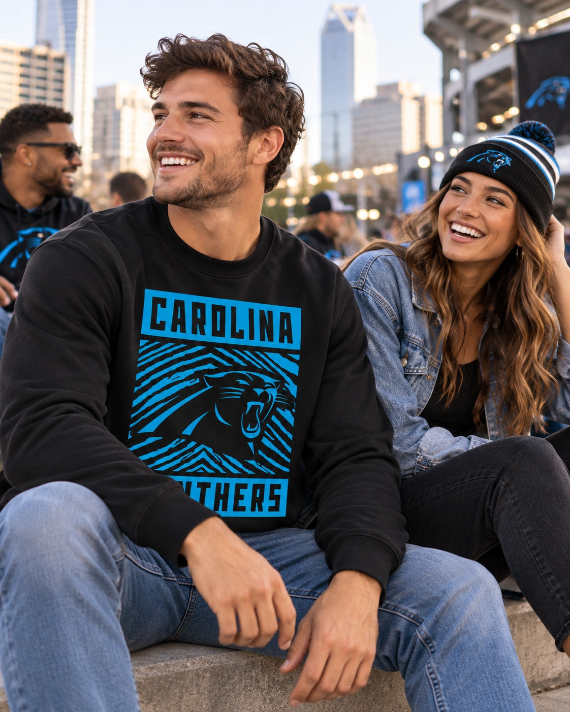 Zubaz NFL Carolina Panthers Men's Gridiron Crewneck