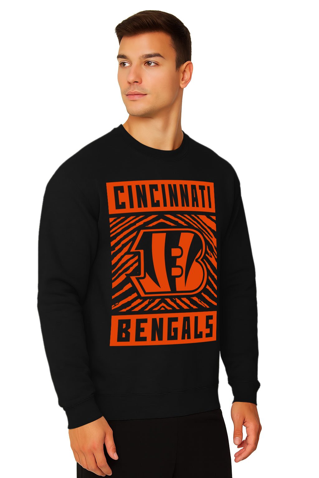 Zubaz NFL Cincinnati Bengals Men's Gridiron Crewneck