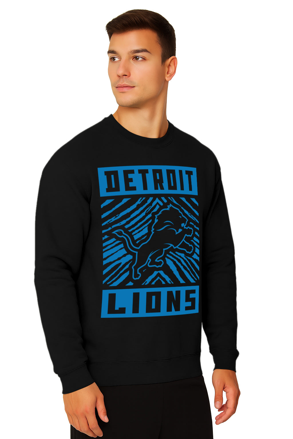 Zubaz NFL Detroit Lions Men's Gridiron Crewneck