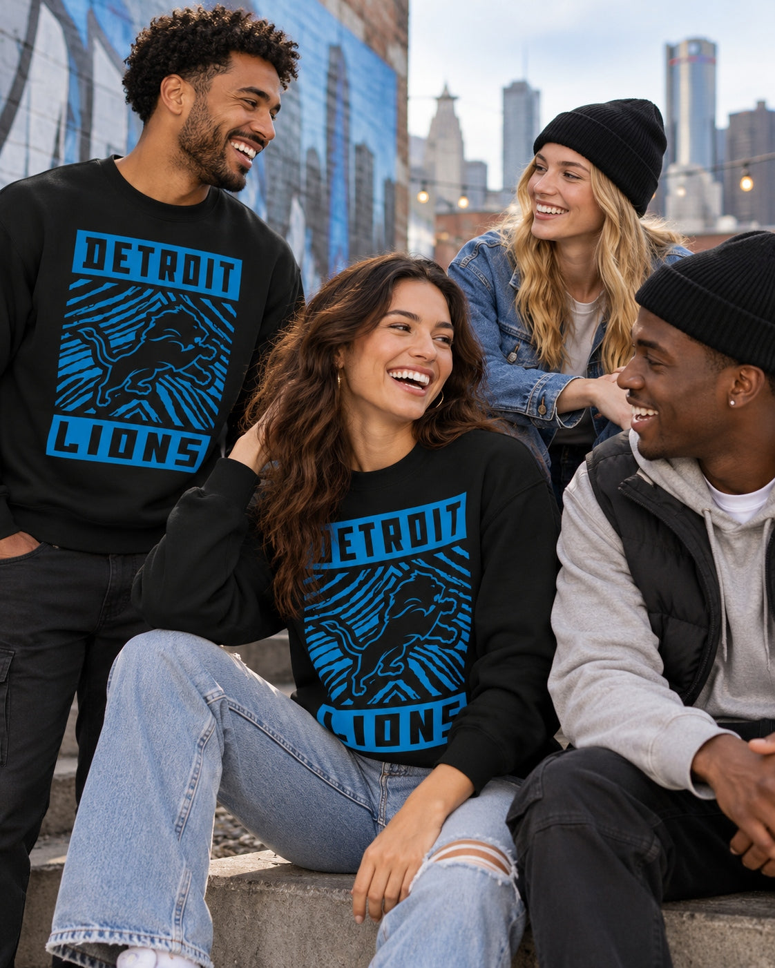 Zubaz NFL Detroit Lions Men's Gridiron Crewneck