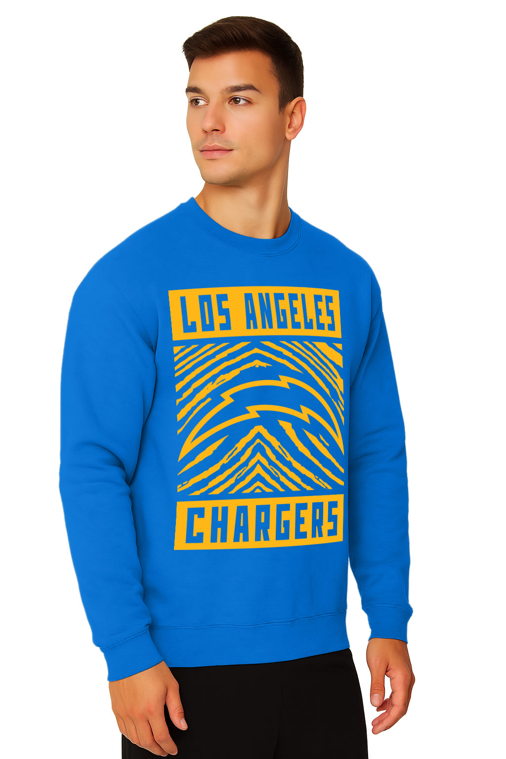 Zubaz NFL Los Angeles Chargers Men's Gridiron Crewneck