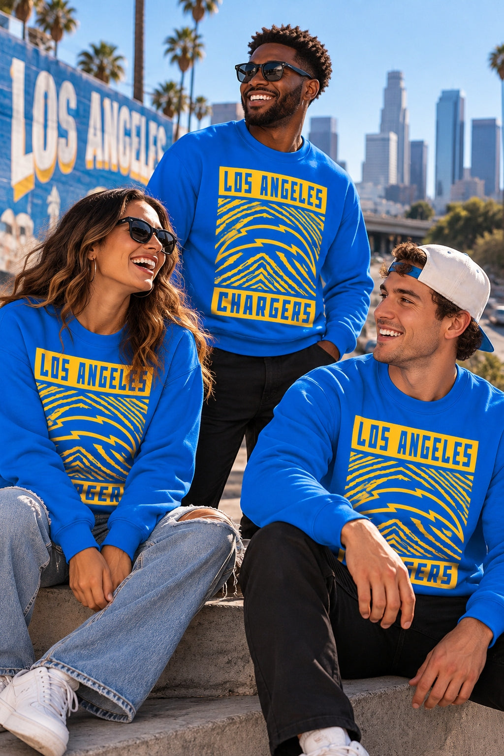 Zubaz NFL Los Angeles Chargers Men's Gridiron Crewneck