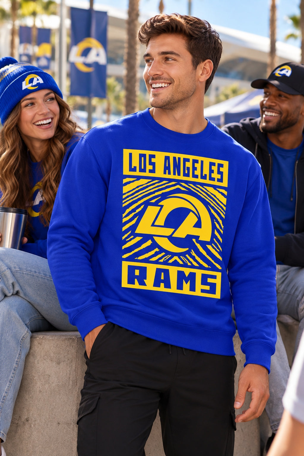 Zubaz NFL Los Angeles Rams Men's Gridiron Crewneck