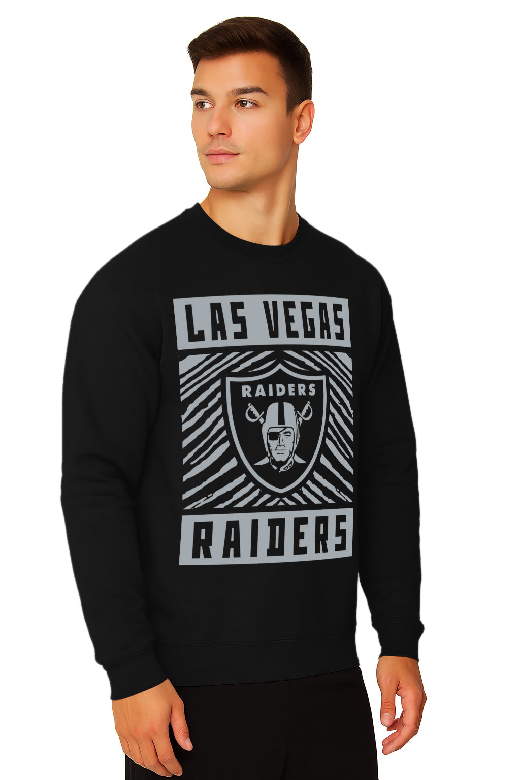 Zubaz NFL Las Vegas Raiders Men's Gridiron Crewneck