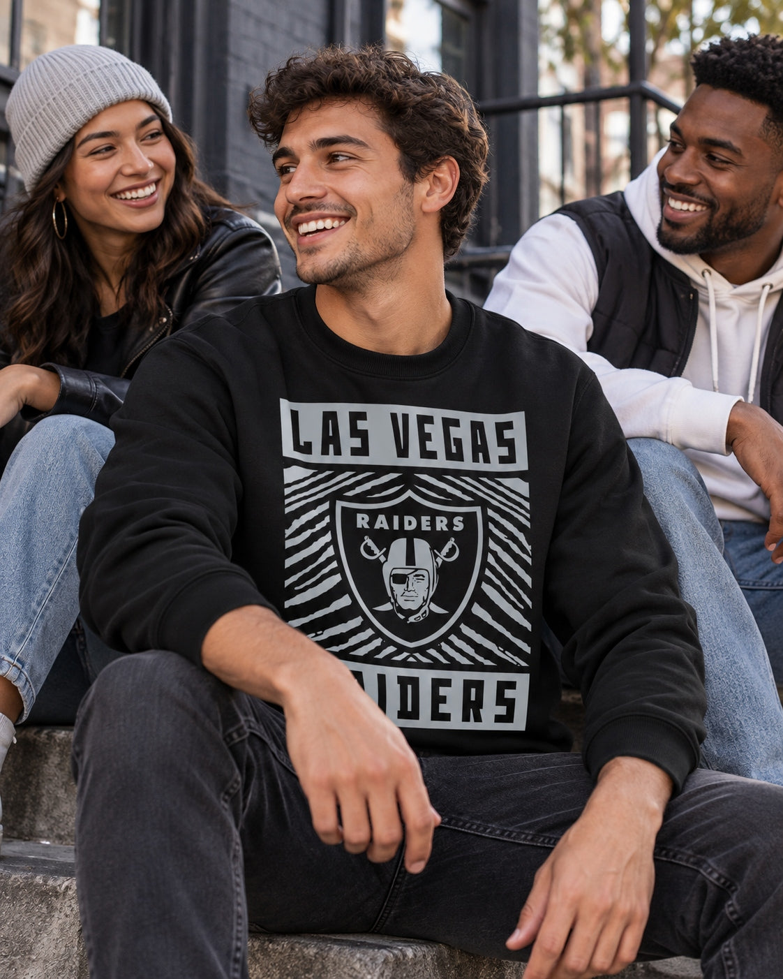 Zubaz NFL Las Vegas Raiders Men's Gridiron Crewneck