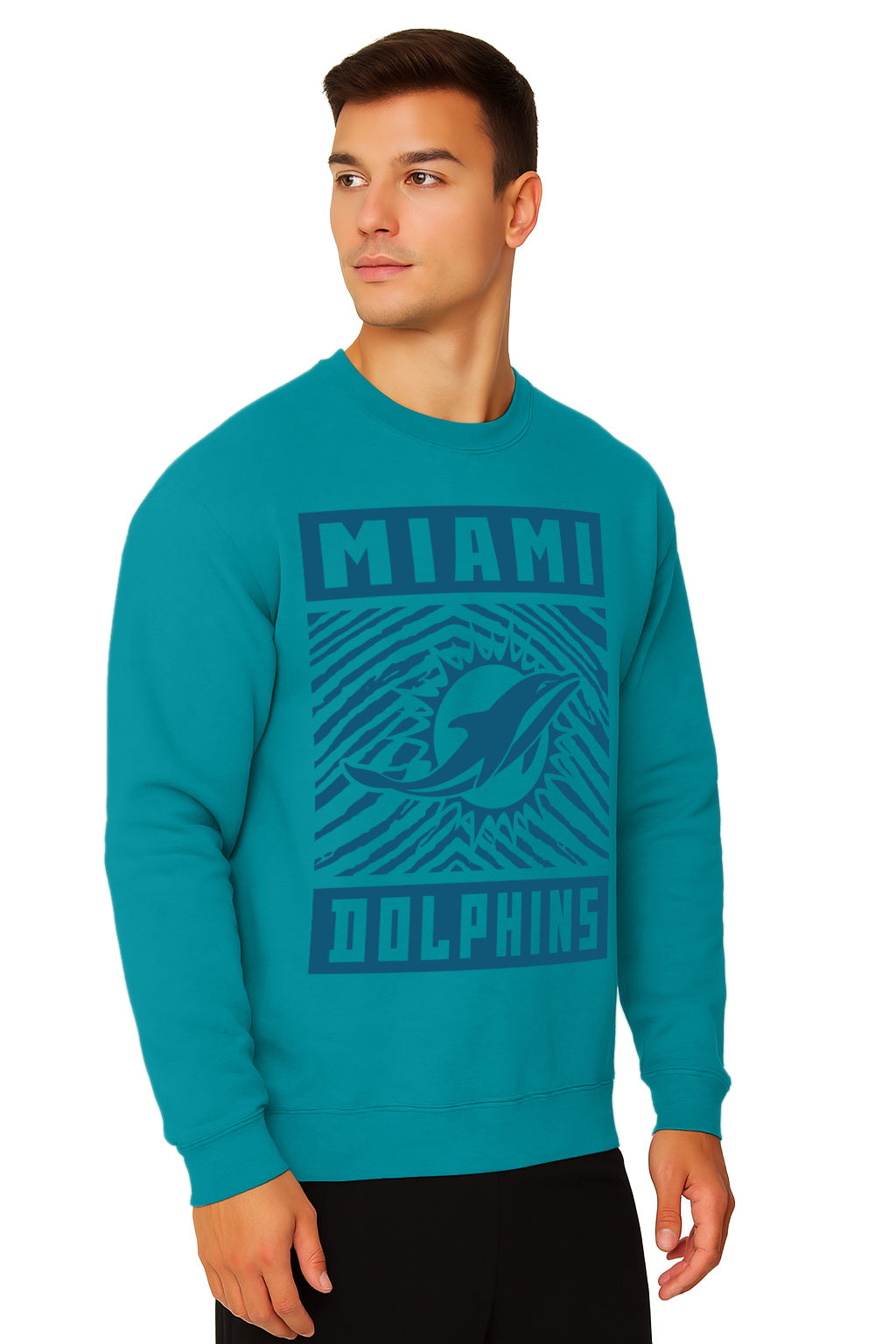 Zubaz NFL Miami Dolphins Men's Gridiron Crewneck