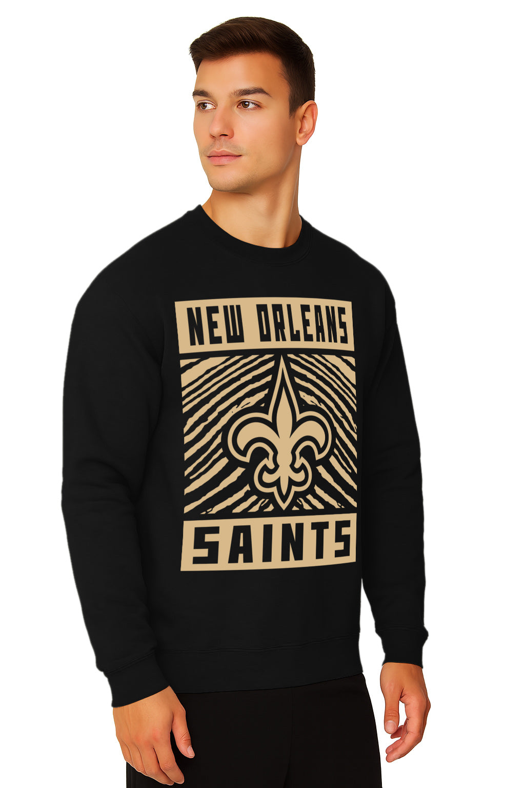 Zubaz NFL New Orleans Saints Men's Gridiron Crewneck