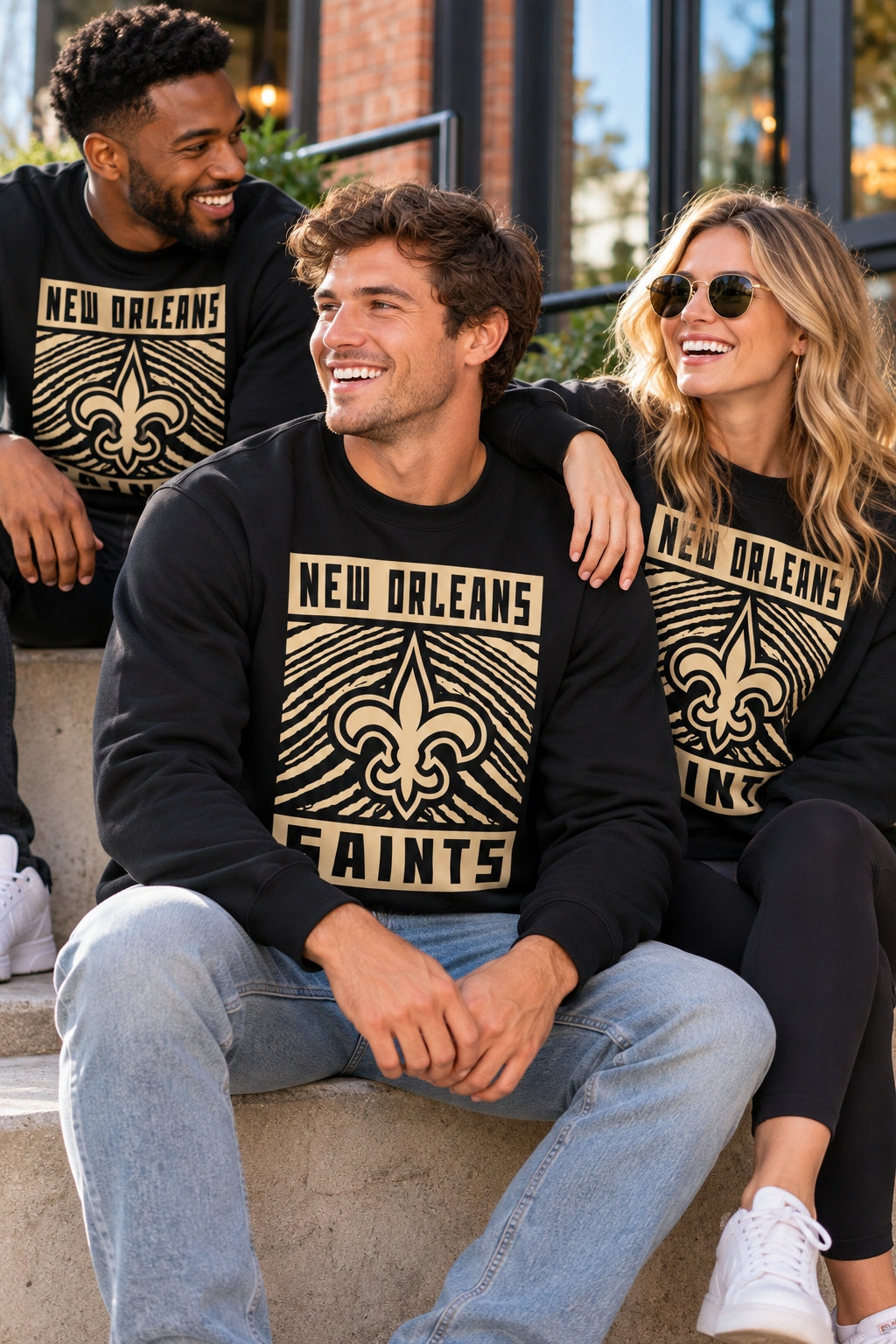 Zubaz NFL New Orleans Saints Men's Gridiron Crewneck