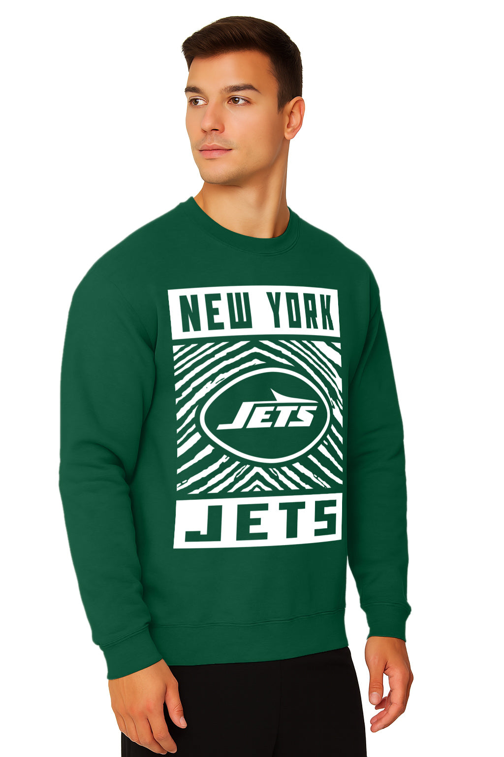 Zubaz NFL New York Jets Men's Gridiron Crewneck