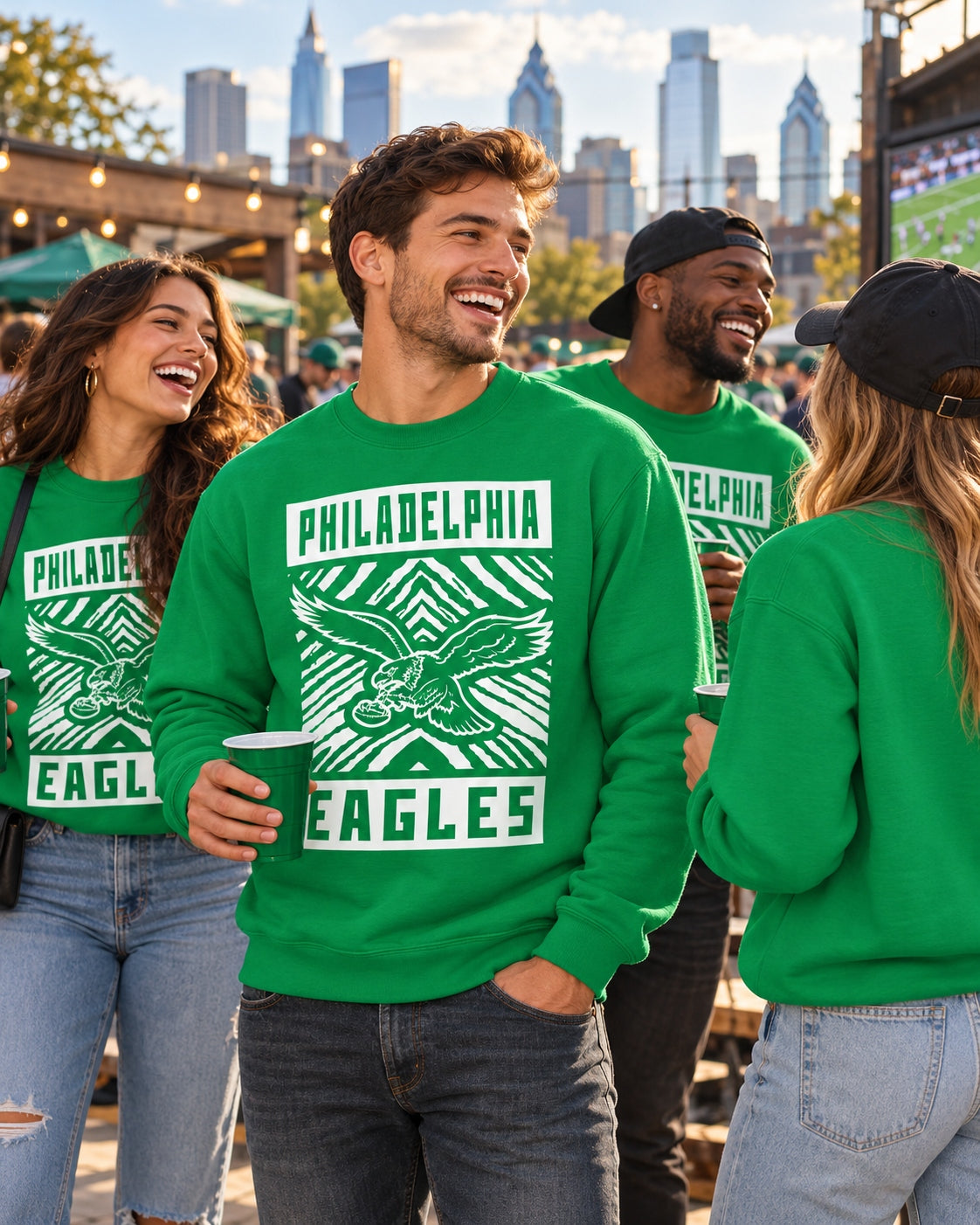 Zubaz NFL Philadelphia Eagles Men's Gridiron Crewneck