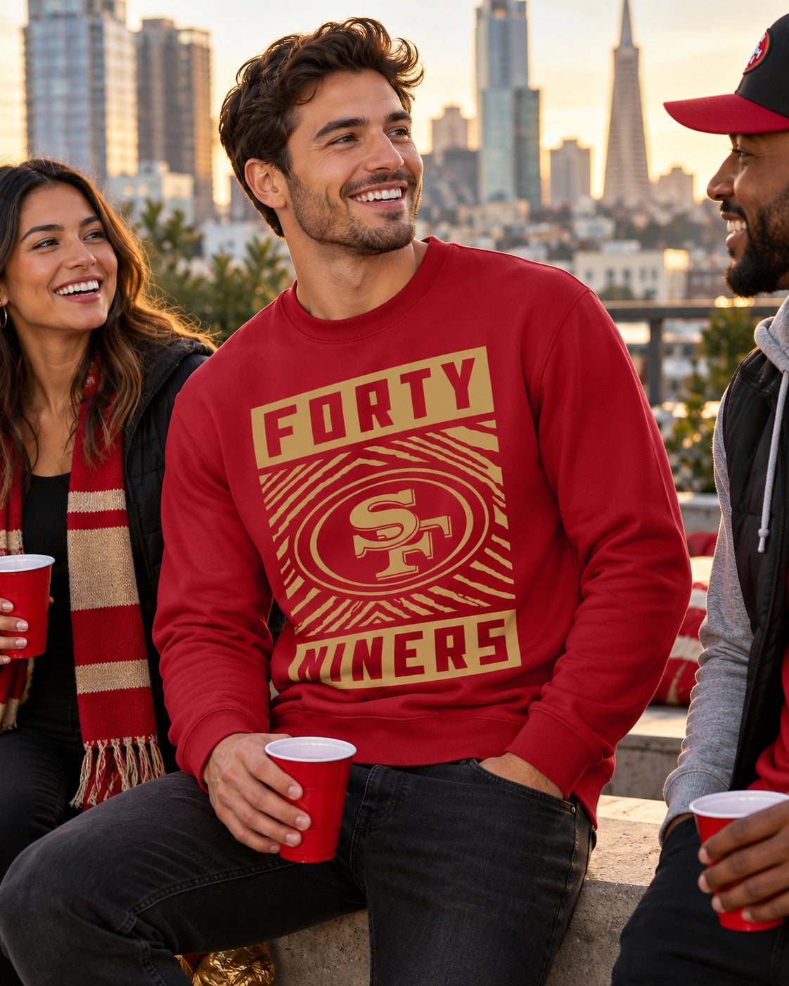 Zubaz NFL San Francisco 49ers Men's Gridiron Crewneck