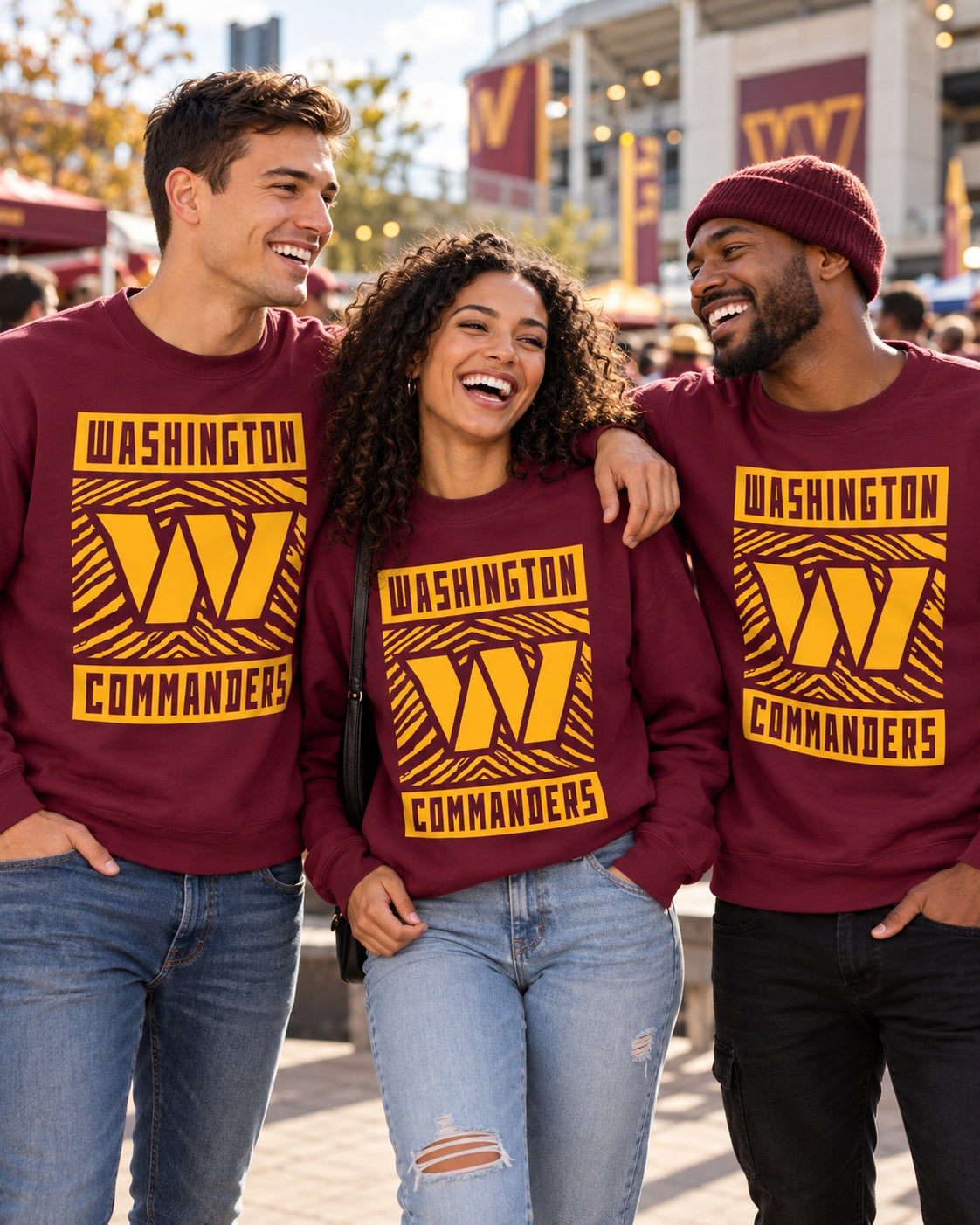 Zubaz NFL Washington Commanders Men's Gridiron Crewneck