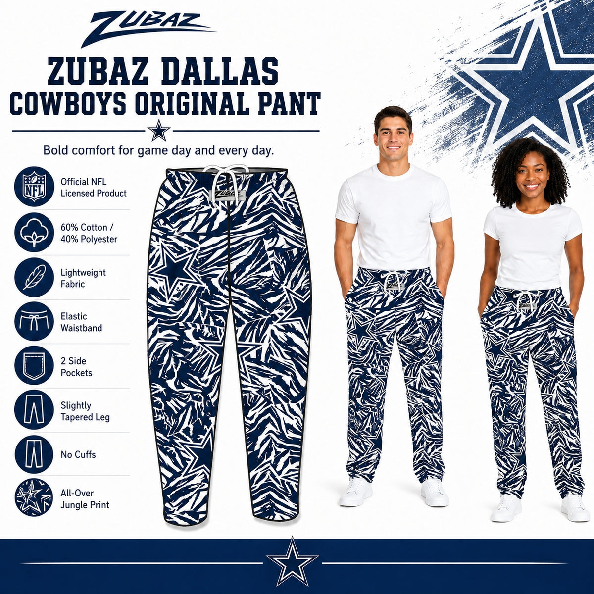 Zubaz NFL Adult Unisex Z88 Jungle Pant