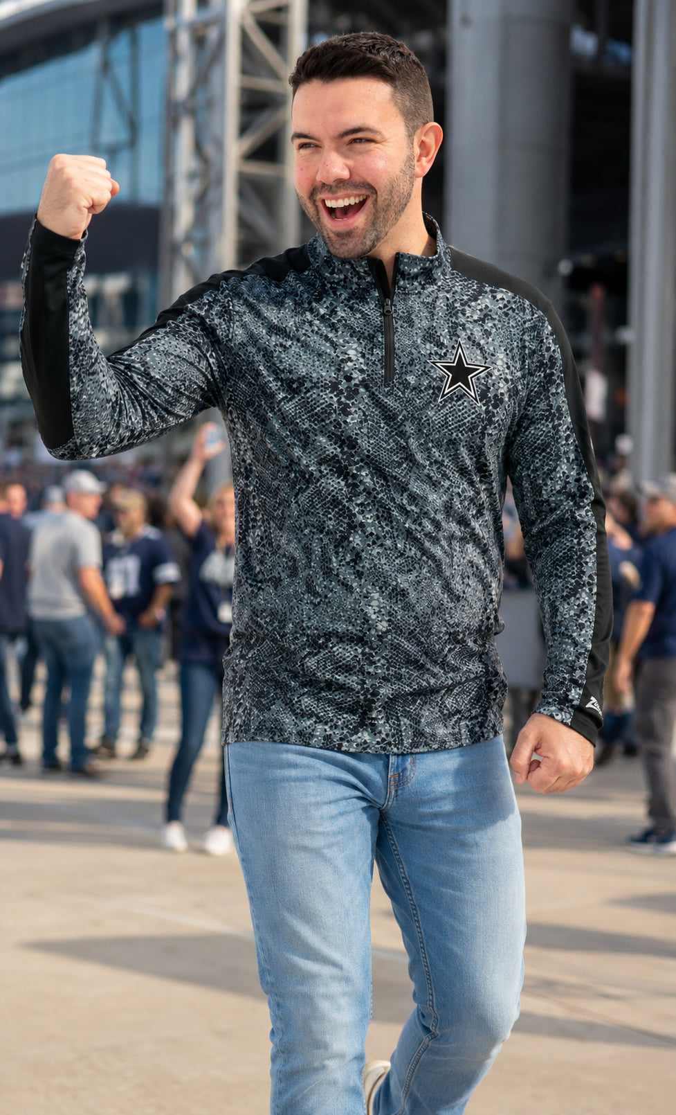 Zubaz NFL Dallas Cowboys Men's Tonal Post Elevated 1/4-Zip Top