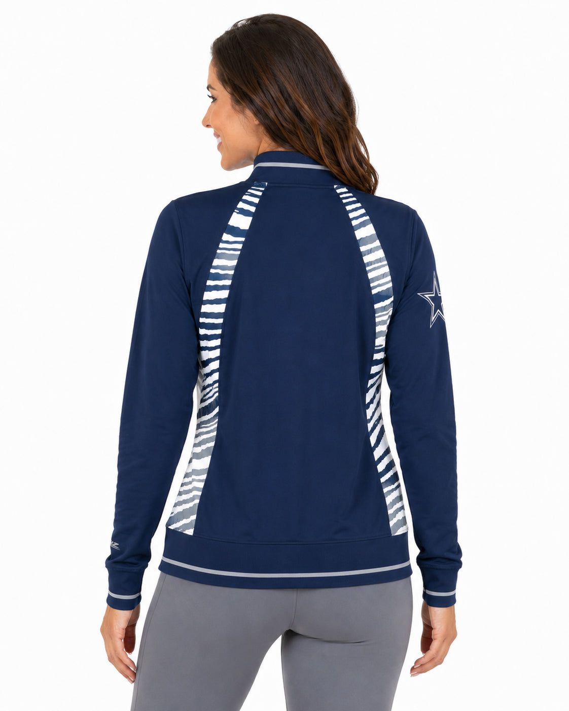 Zubaz NFL Dallas Cowboys Women's Zebra Ombre Elevated Mock Track Full-Zip Top