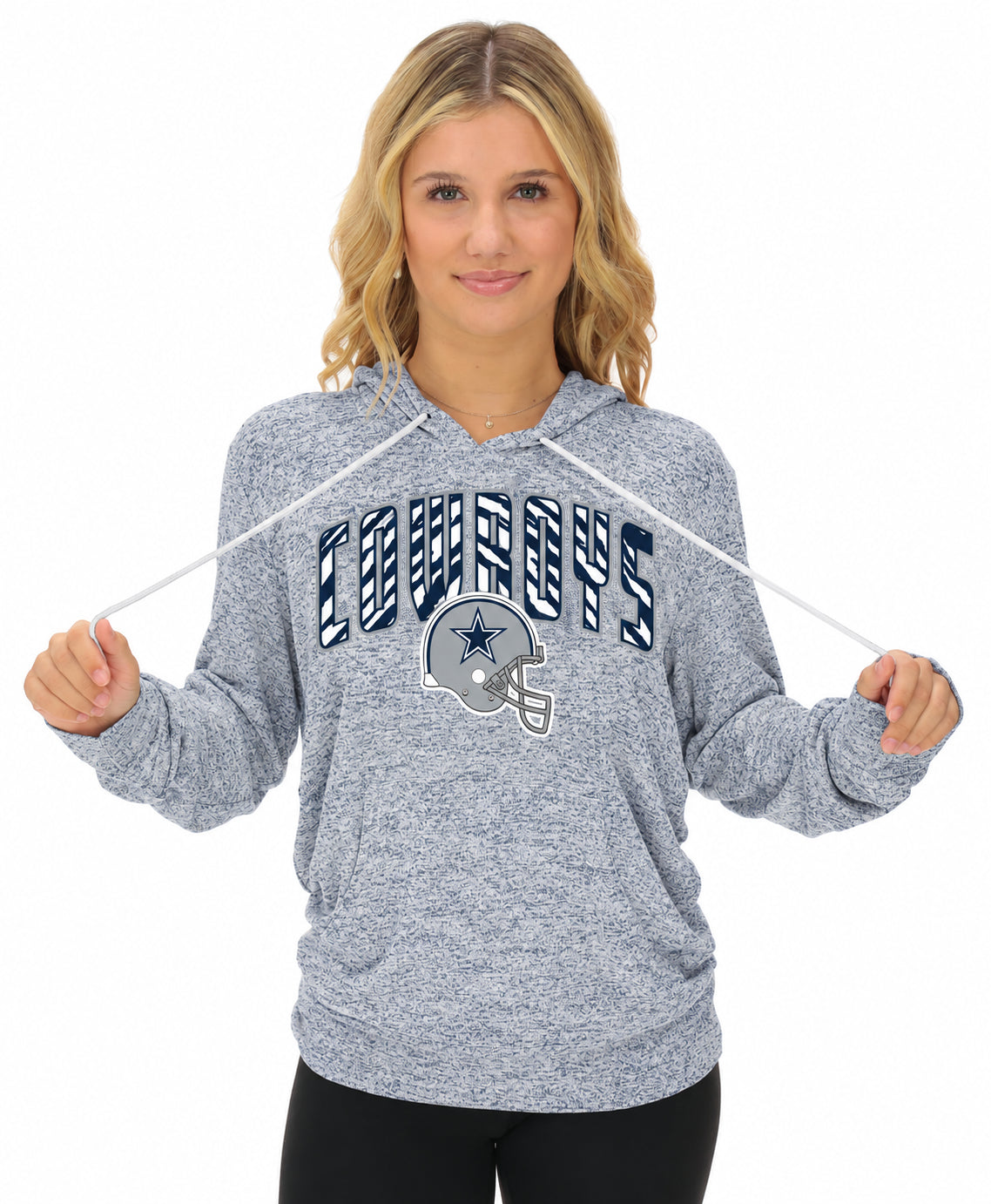 Zubaz NFL Dallas Cowboys Women's Gray Zebra Arch Soft Marled Hoodie