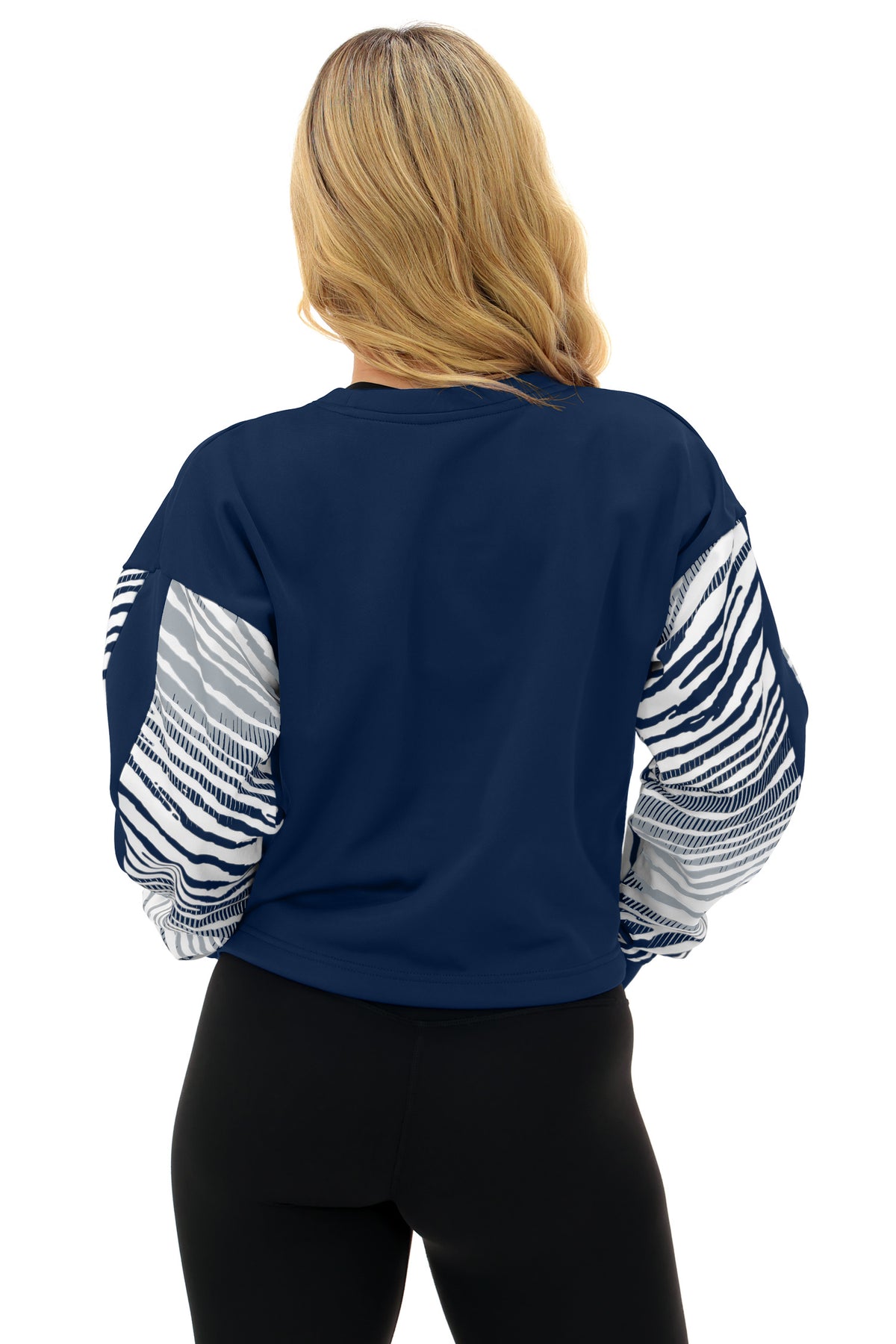 Zubaz NFL Dallas Cowboys Women's Zebra Ombre-Sleeve Classic Arch Crop Top