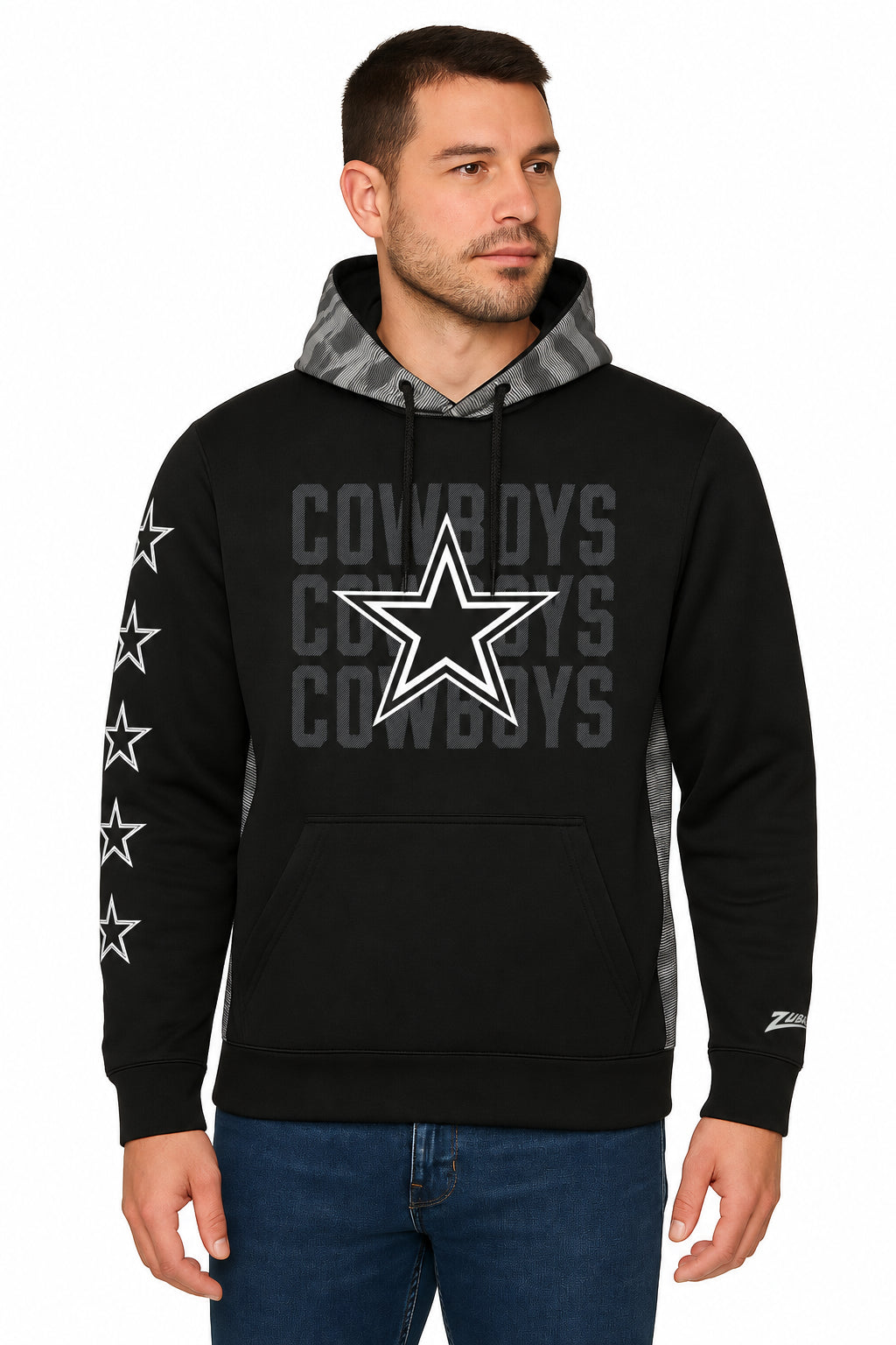 Zubaz NFL Dallas Cowboys Men's Tonal Camo Line Back-Panel Hoodie