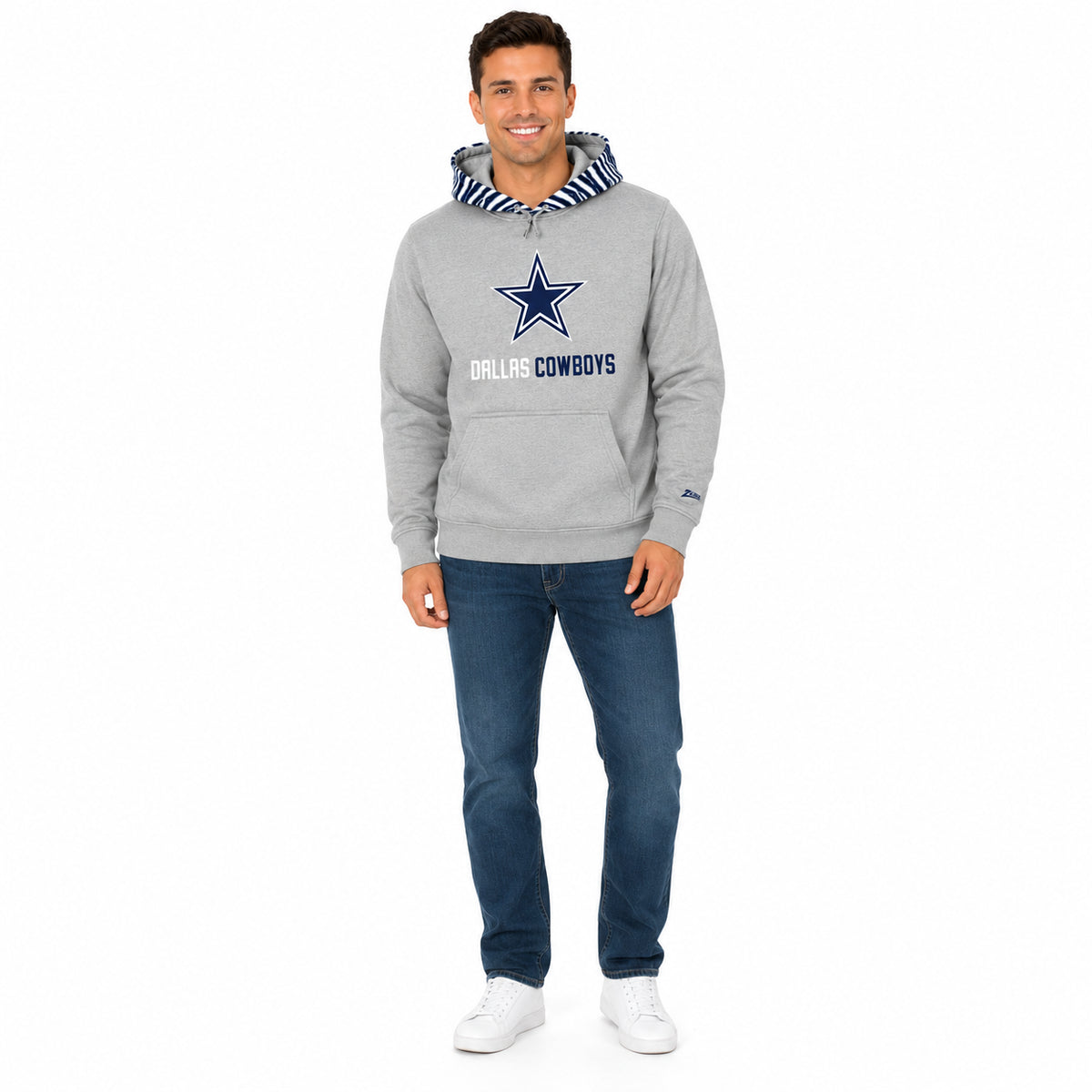 Zubaz NFL Dallas Cowboys Men's Gray 3 Color Zebra-Hood Hoodie - view 4