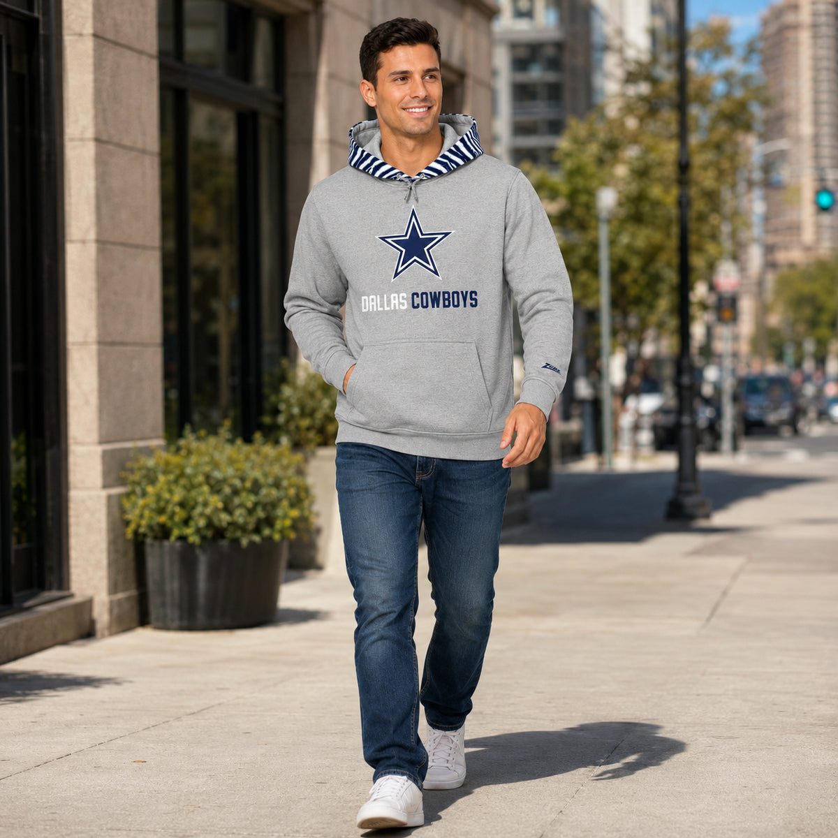 Zubaz NFL Dallas Cowboys Men's Gray 3 Color Zebra-Hood Hoodie - view 5